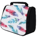 Feathers Boho Style Purple Red and Blue Watercolor Full Print Travel Pouch (Big) View1