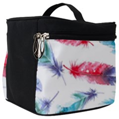 Feathers Boho Style Purple Red And Blue Watercolor Make Up Travel Bag (big) by genx