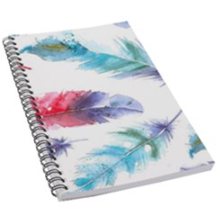 Feathers Boho Style Purple Red And Blue Watercolor 5 5  X 8 5  Notebook by genx