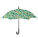 Leaves Green Modern Pattern Naive retro leaf organic Hook Handle Umbrellas (Large) View3