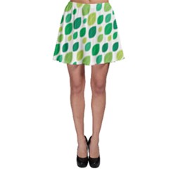 Leaves Green Modern Pattern Naive Retro Leaf Organic Skater Skirt by genx