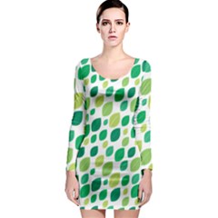 Leaves Green Modern Pattern Naive Retro Leaf Organic Long Sleeve Bodycon Dress by genx