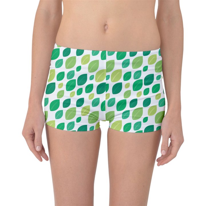 Leaves Green Modern Pattern Naive retro leaf organic Reversible Boyleg Bikini Bottoms