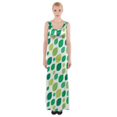 Leaves Green Modern Pattern Naive Retro Leaf Organic Maxi Thigh Split Dress by genx