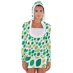 Leaves Green Modern Pattern Naive Retro Leaf Organic Long Sleeve Hooded T-shirt by genx