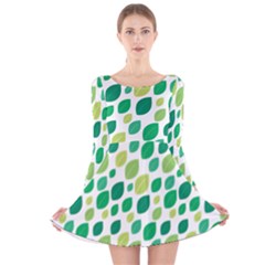 Leaves Green Modern Pattern Naive Retro Leaf Organic Long Sleeve Velvet Skater Dress by genx