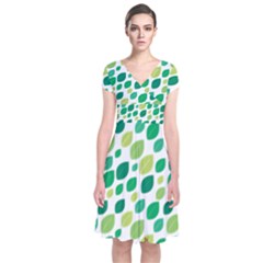 Leaves Green Modern Pattern Naive Retro Leaf Organic Short Sleeve Front Wrap Dress by genx