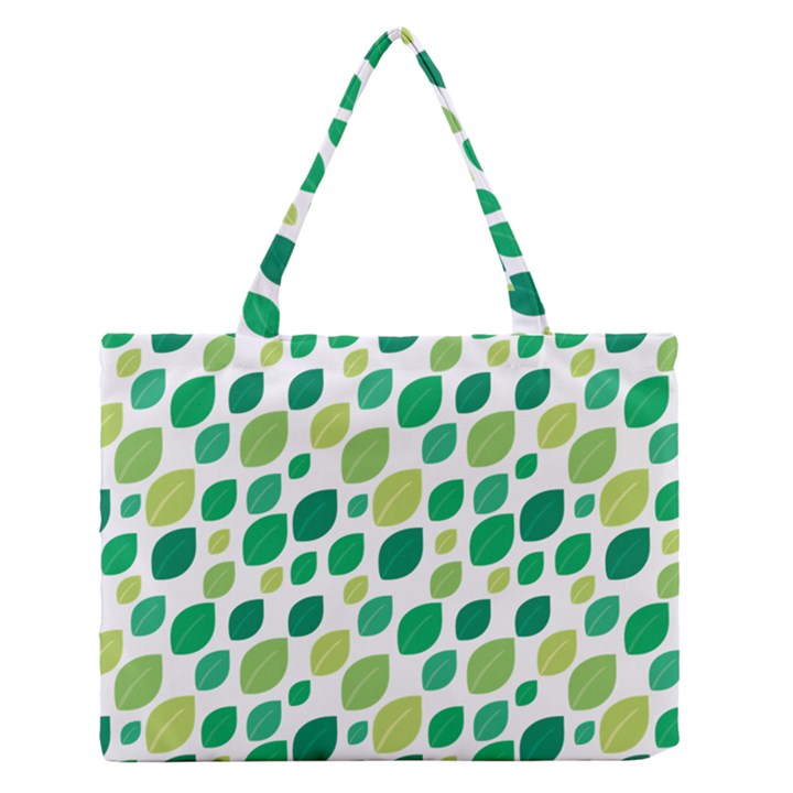 Leaves Green Modern Pattern Naive retro leaf organic Zipper Medium Tote Bag