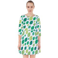 Leaves Green Modern Pattern Naive Retro Leaf Organic Smock Dress by genx