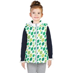 Leaves Green Modern Pattern Naive Retro Leaf Organic Kids  Hooded Puffer Vest by genx