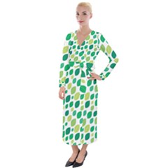 Leaves Green Modern Pattern Naive Retro Leaf Organic Velvet Maxi Wrap Dress by genx