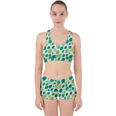 Leaves Green Modern Pattern Naive Retro Leaf Organic Work It Out Gym Set by genx