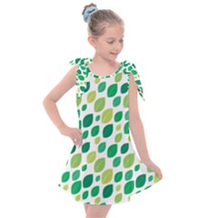 Leaves Green Modern Pattern Naive Retro Leaf Organic Kids  Tie Up Tunic Dress by genx