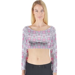 Seamless Pattern Background Long Sleeve Crop Top