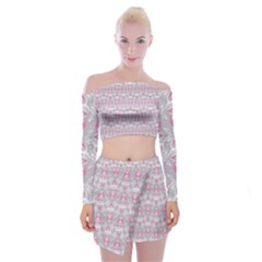 Seamless Pattern Background Off Shoulder Top With Mini Skirt Set