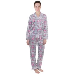 Seamless Pattern Background Satin Long Sleeve Pyjamas Set