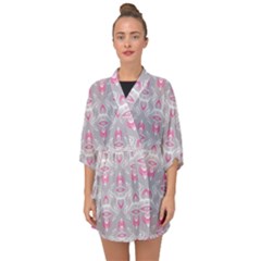 Seamless Pattern Background Half Sleeve Chiffon Kimono by HermanTelo