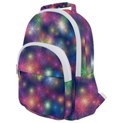 Abstract Background Graphic Space Rounded Multi Pocket Backpack