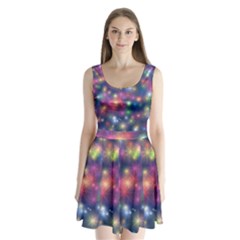 Abstract Background Graphic Space Split Back Mini Dress 