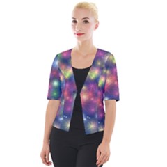 Abstract Background Graphic Space Cropped Button Cardigan