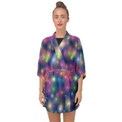 Abstract Background Graphic Space Half Sleeve Chiffon Kimono