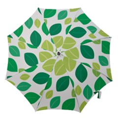 Leaves Green Modern Pattern Naive Retro Leaf Organic Hook Handle Umbrellas (large) by genx