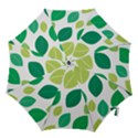 Leaves Green Modern Pattern Naive retro leaf organic Hook Handle Umbrellas (Large) View1