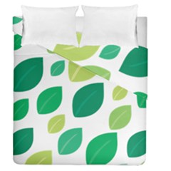 Leaves Green Modern Pattern Naive Retro Leaf Organic Duvet Cover Double Side (queen Size) by genx