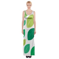 Leaves Green Modern Pattern Naive Retro Leaf Organic Maxi Thigh Split Dress by genx