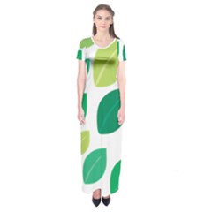 Leaves Green Modern Pattern Naive Retro Leaf Organic Short Sleeve Maxi Dress by genx