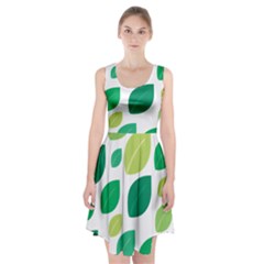 Leaves Green Modern Pattern Naive Retro Leaf Organic Racerback Midi Dress by genx