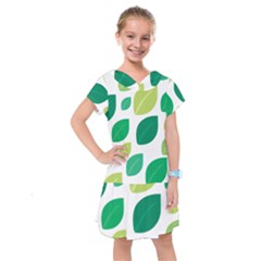 Leaves Green Modern Pattern Naive Retro Leaf Organic Kids  Drop Waist Dress by genx