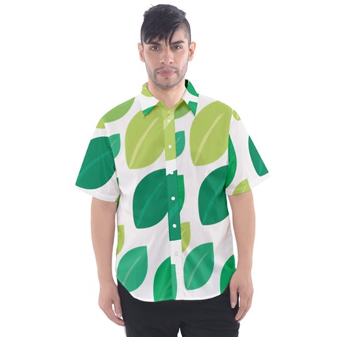 Leaves Green Modern Pattern Naive Retro Leaf Organic Men s Short Sleeve Shirt by genx