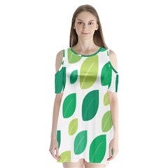 Leaves Green Modern Pattern Naive Retro Leaf Organic Shoulder Cutout Velvet One Piece