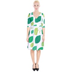 Leaves Green Modern Pattern Naive Retro Leaf Organic Wrap Up Cocktail Dress by genx