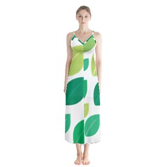 Leaves Green Modern Pattern Naive Retro Leaf Organic Button Up Chiffon Maxi Dress by genx