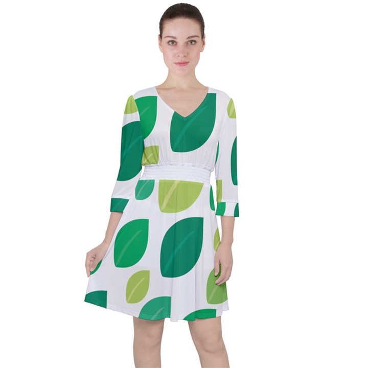 Leaves Green Modern Pattern Naive retro leaf organic Ruffle Dress