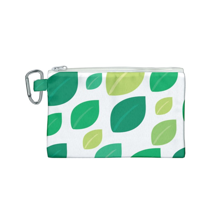 Leaves Green Modern Pattern Naive retro leaf organic Canvas Cosmetic Bag (Small)