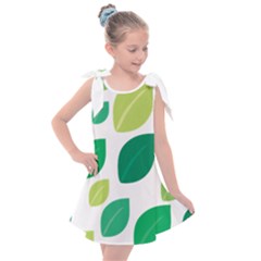 Leaves Green Modern Pattern Naive Retro Leaf Organic Kids  Tie Up Tunic Dress by genx