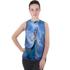 Cute Fairy In The Sky Mock Neck Chiffon Sleeveless Top by FantasyWorld7