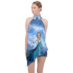 Cute Fairy In The Sky Halter Asymmetric Satin Top by FantasyWorld7