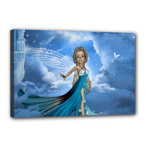 Cute Fairy In The Sky Canvas 18  X 12  (stretched) by FantasyWorld7