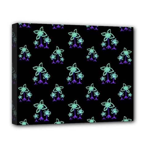 Dark Floral Drawing Print Pattern Deluxe Canvas 20  X 16  (stretched)