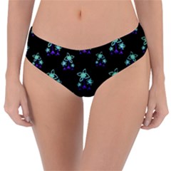 Dark Floral Drawing Print Pattern Reversible Classic Bikini Bottoms