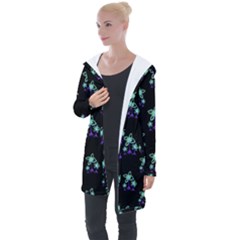 Dark Floral Drawing Print Pattern Longline Hooded Cardigan by dflcprintsclothing