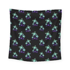 Dark Floral Drawing Print Pattern Square Tapestry (small)