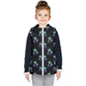 Dark Floral Drawing Print Pattern Kids  Hooded Puffer Vest View1