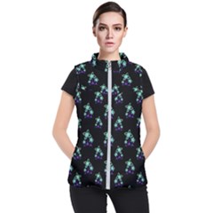 Dark Floral Drawing Print Pattern Women s Puffer Vest by dflcprintsclothing