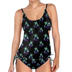 Dark Floral Drawing Print Pattern Tankini Set by dflcprintsclothing