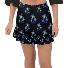 Dark Floral Drawing Print Pattern Fishtail Mini Chiffon Skirt by dflcprintsclothing